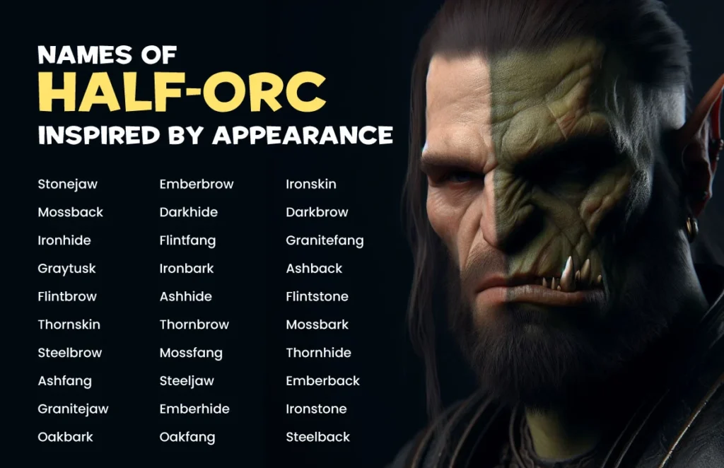 Half-Orc Names Inspired By Appearance